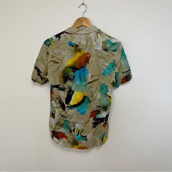Basso & Brooke Patterned Tan Button Down Shirt Abstract Size Small - Picture 5 of 5